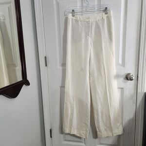 Akris Punto cream linen wide leg pants beachy quiet luxury women size 6